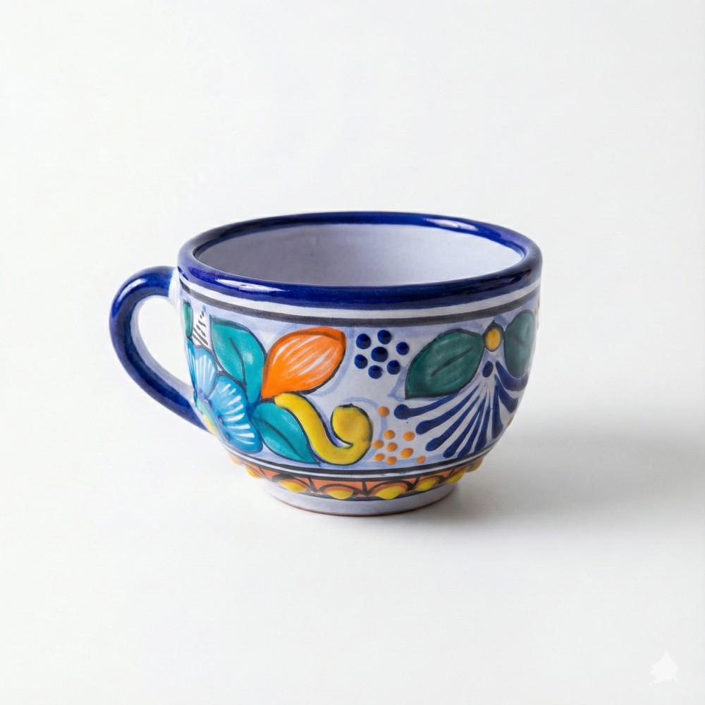 El Taller de Talavera, taza talavera, taza artesanal, hecha a mano, cerámica mexicana, café, taza personalizada, regalo artesanal, taza decorativa, puebla, talavera original