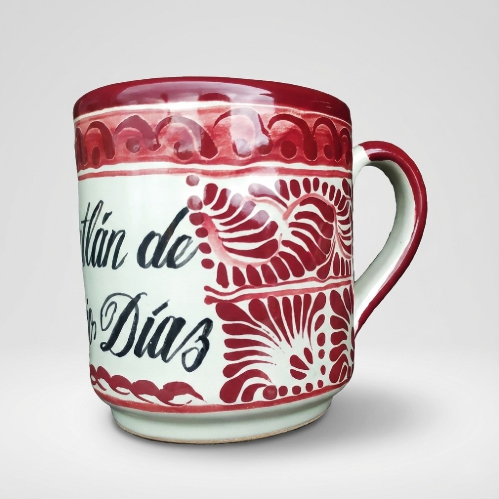 El Taller de Talavera, taza tipo tarro talavera, taza azul artesanal, cerámica poblana, taza floreada hecha a mano, regalos mexicanos, Talavera Puebla, tarro de barro pintado, taza grande artesanal