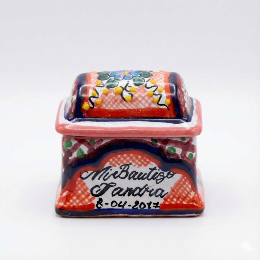 El Taller de Talavera, alhajero de cerámica, cofre de Talavera, caja artesanal mexicana, alhajero pintado a mano, regalos originales hechos en México, joyero tradicional, Talavera Puebla