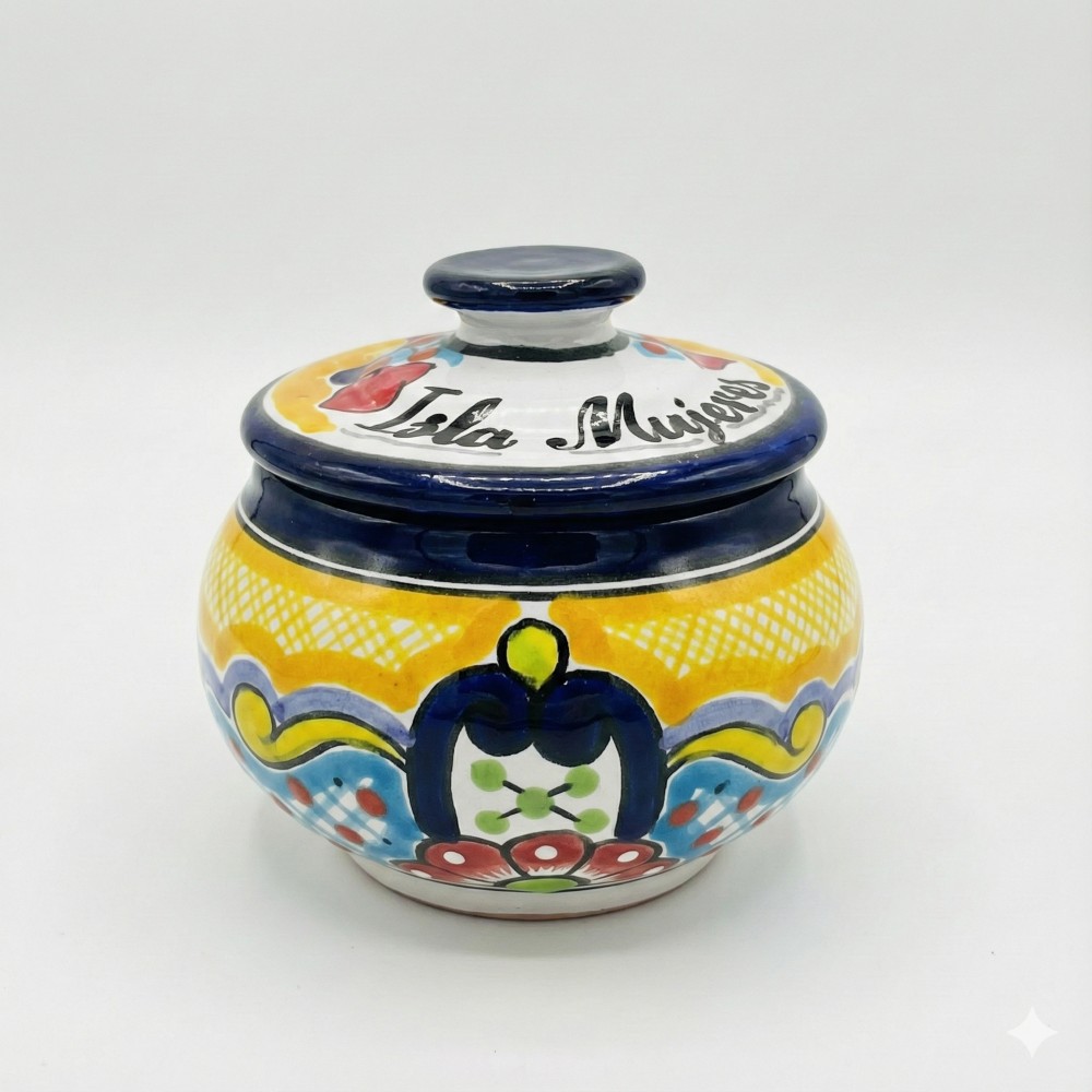 El Taller de Talavera, Talavera, alhajero artesanal, alhajero de cerámica, regalo para mujer, Talavera Puebla, joyero mexicano, artesanía mexicana, caja de joyas, alhajero redondo, cerámica azul, regalos con alma, hecho a mano