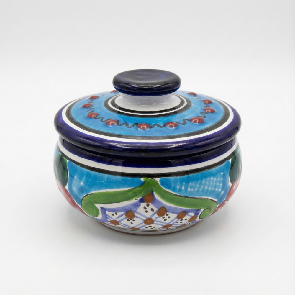 El Taller de Talavera, Talavera, alhajero artesanal, alhajero de cerámica, regalo para mujer, Talavera Puebla, joyero mexicano, artesanía mexicana, caja de joyas, alhajero redondo, cerámica azul, regalos con alma, hecho a mano