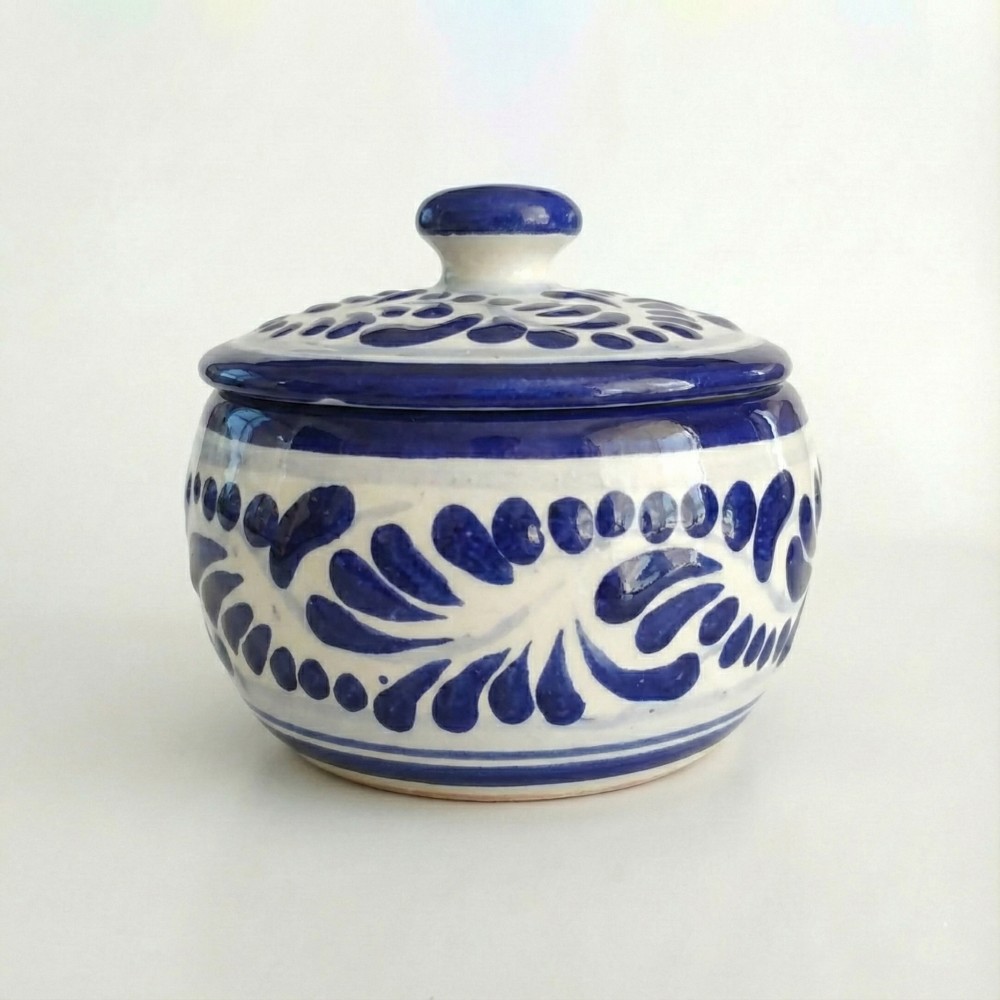 El Taller de Talavera, Talavera, alhajero artesanal, alhajero de cerámica, regalo para mujer, Talavera Puebla, joyero mexicano, artesanía mexicana, caja de joyas, alhajero redondo, cerámica azul, regalos con alma, hecho a mano