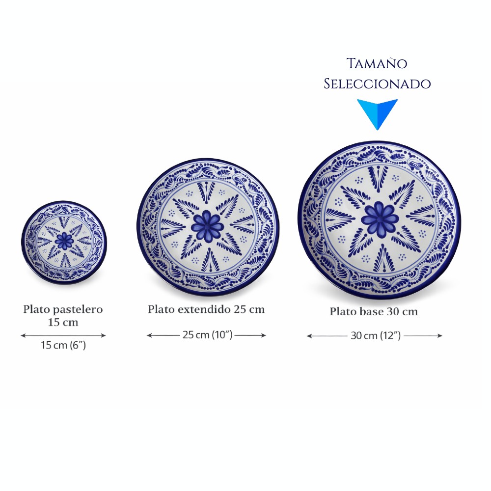 El Taller de Talavera, plato de talavera, plato pastelero artesanal, plato pintado a mano, vajilla mexicana, plato decorativo, artesanía de Puebla, plato azul cobalto, plato tradicional mexicano, cerámica talavera, regalo artesanal