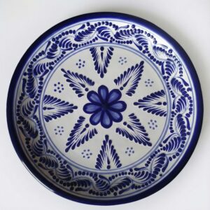 El Taller de Talavera, plato de talavera, plato pastelero artesanal, plato pintado a mano, vajilla mexicana, plato decorativo, artesanía de Puebla, plato azul cobalto, plato tradicional mexicano, cerámica talavera, regalo artesanal