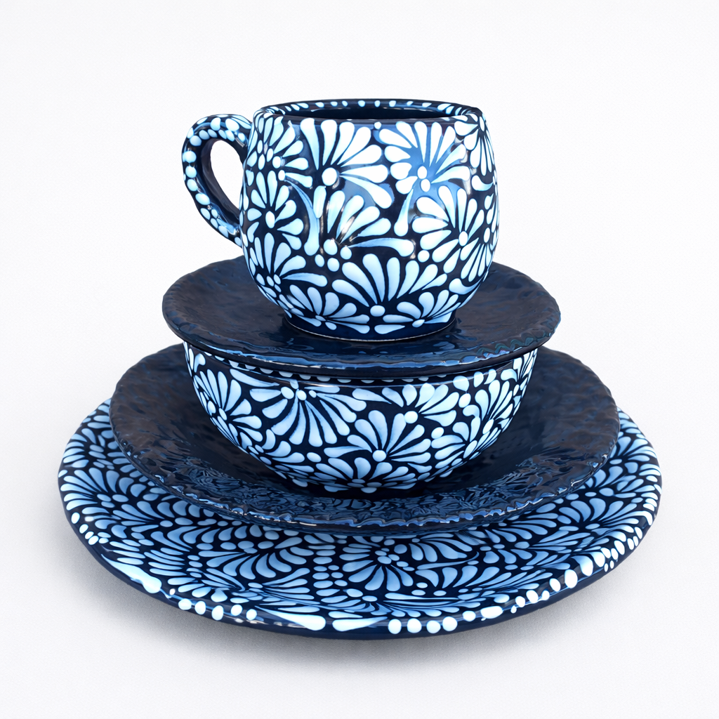 El Taller de Talavera, vajilla talavera individual, set vajilla talavera, vajilla talavera 5 piezas, vajilla artesanal mexicana, vajilla talavera poblana, vajilla ceramica mexicana, vajilla individual ceramica, vajilla talavera original, vajilla mexicana artesanal, set vajilla artesanal, vajilla poblana tradicional, servicio individual talavera,